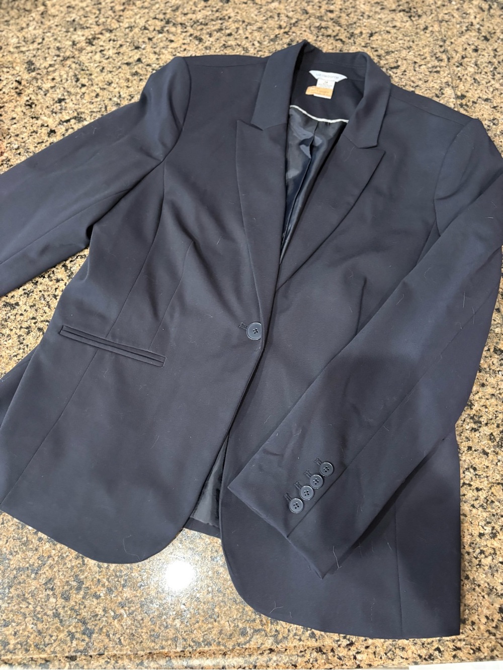 Liz Claiborne Women’s Navy Blazer Sz 14 Lined Single-Breasted One-Button Notch